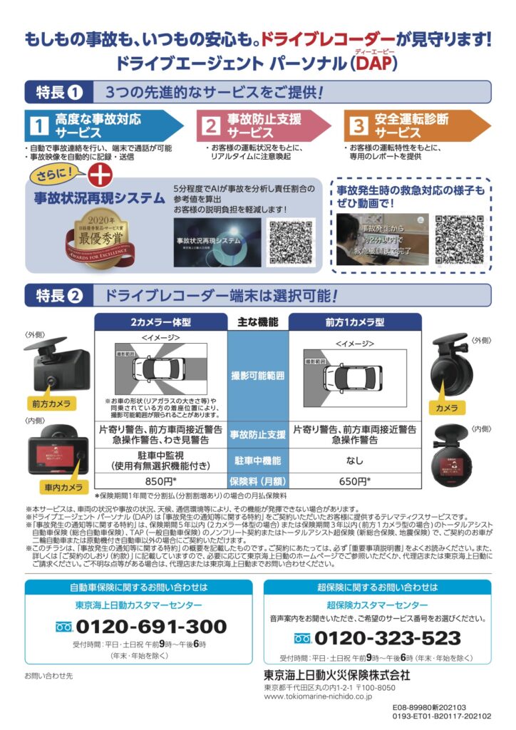 ドライブレコーダー付きの自動車保険 Fp 保険 不動産事業 株式会社ライフフォースサポート